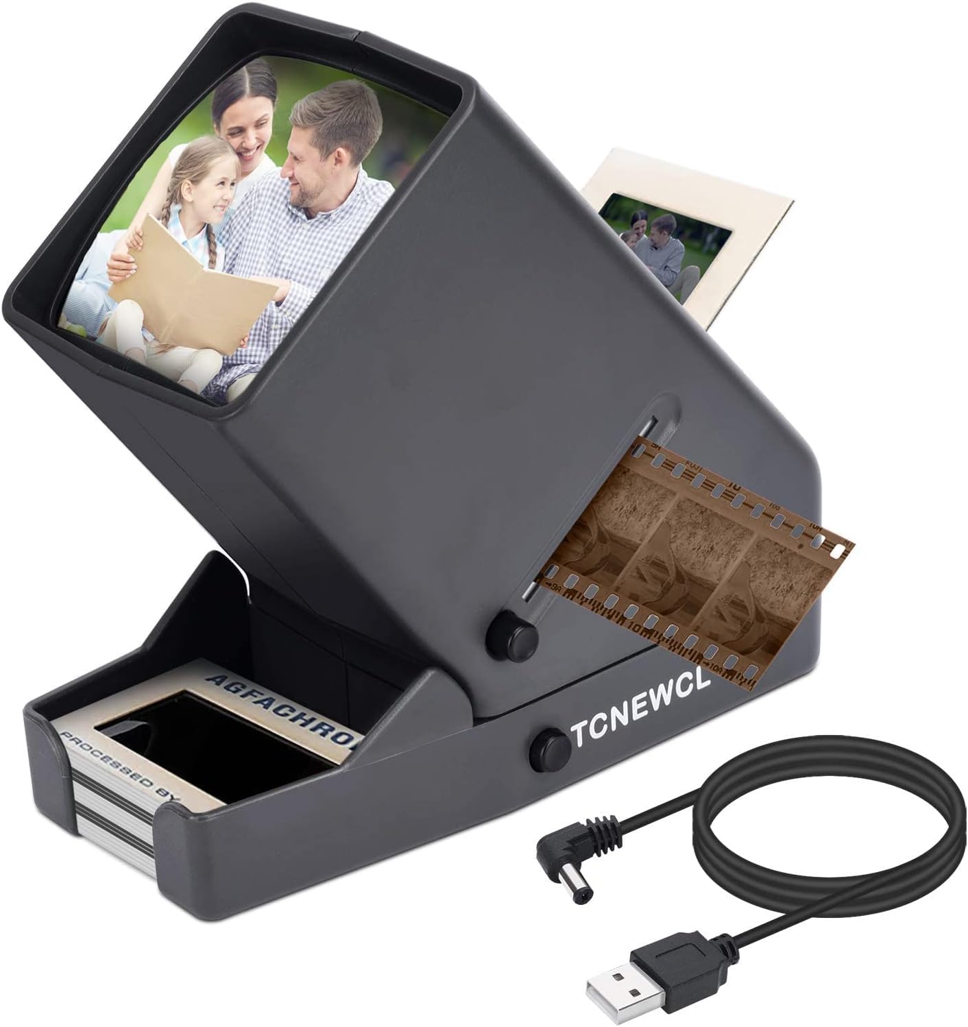 35mm Slide and Film Viewer, Negative Scanner, Desk Top LED Lighted Illuminated Viewing, 3X Magnification, USB Powered
