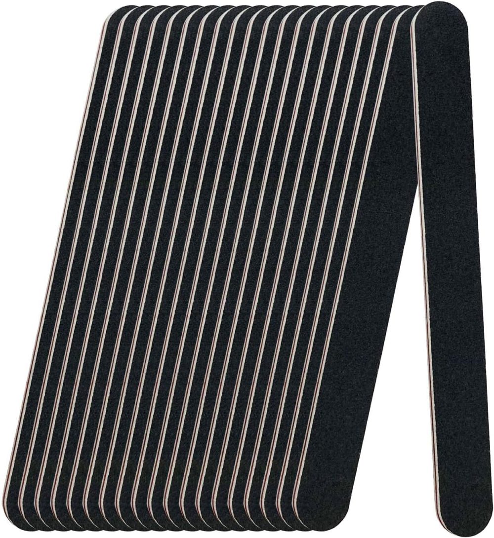 20 Pack 100/180 Grit Nail Files, Black Professional Reusable Emery Boards Nail File, Manicure Tool Suitable for Both Acrylic and Natural Nails