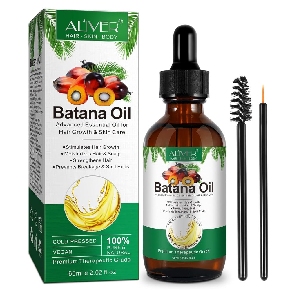 Batana Hair Growth Oil - 60ml Organic Formula for Strengthening, Thickening, Repairing Damaged Hair, Nourishing Scalp - 100% Natural for Women and Men