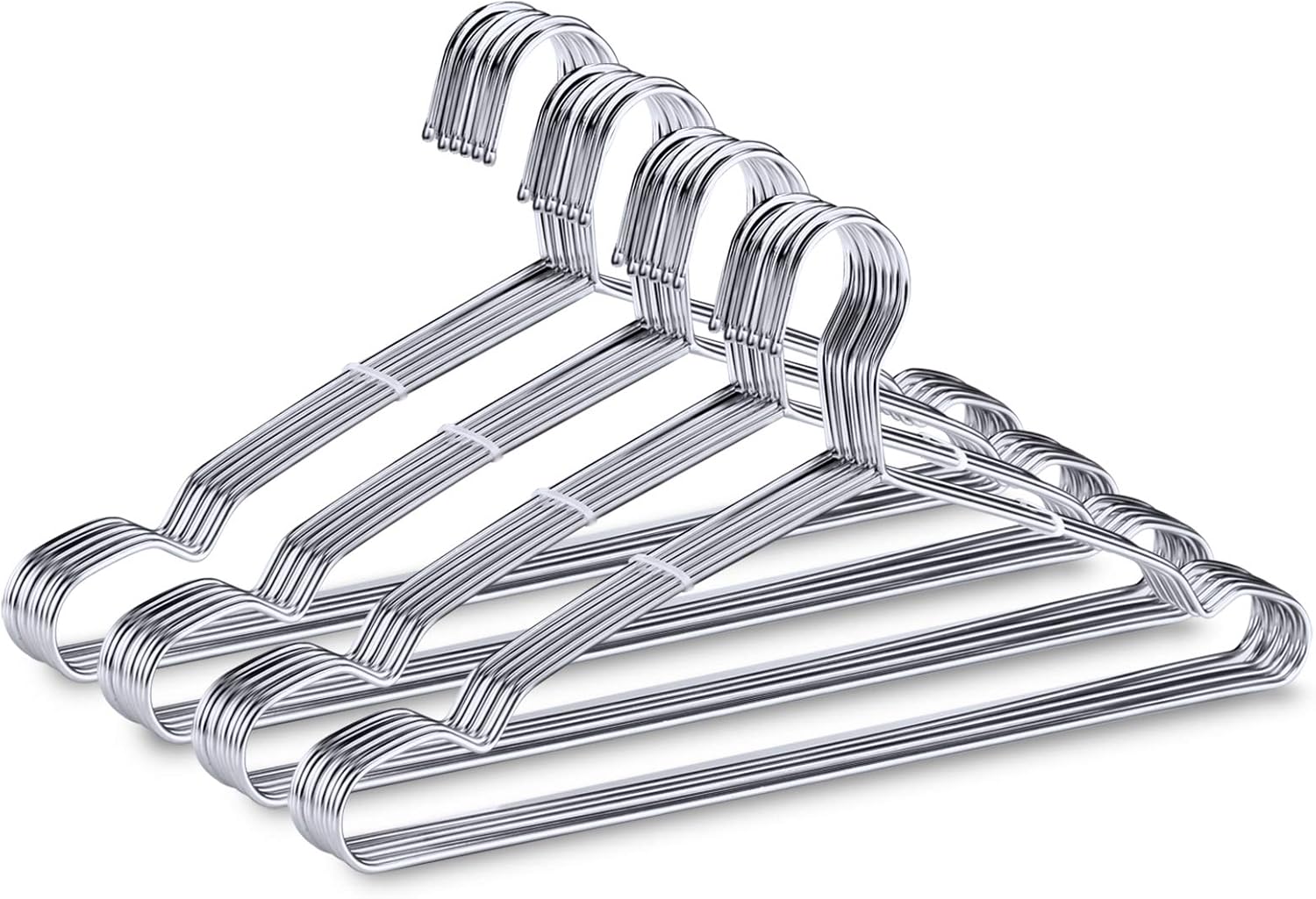 40-Pack Heavy-Duty Stainless Steel Hangers – 15lb Capacity, Rustproof Metal Closet Hangers with Notched Design for Straps, Ideal for Home, Dorm, Laundry & Outdoor Use, Silver
