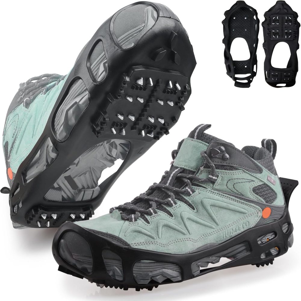 Ice Cleats Snow Traction Cleats Crampon for Walking on Snow and Ice Non-Slip Overshoe Rubber Anti Slip Crampons Slip-on Stretch Footwear